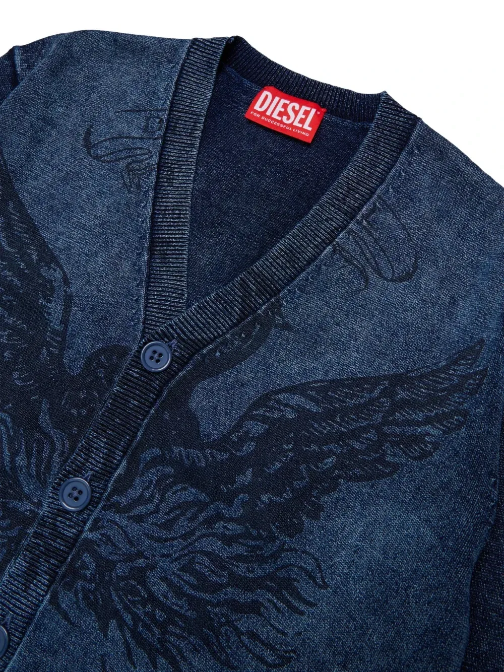 Кардиган с графичным узором Diesel Kids, синий — фото 3