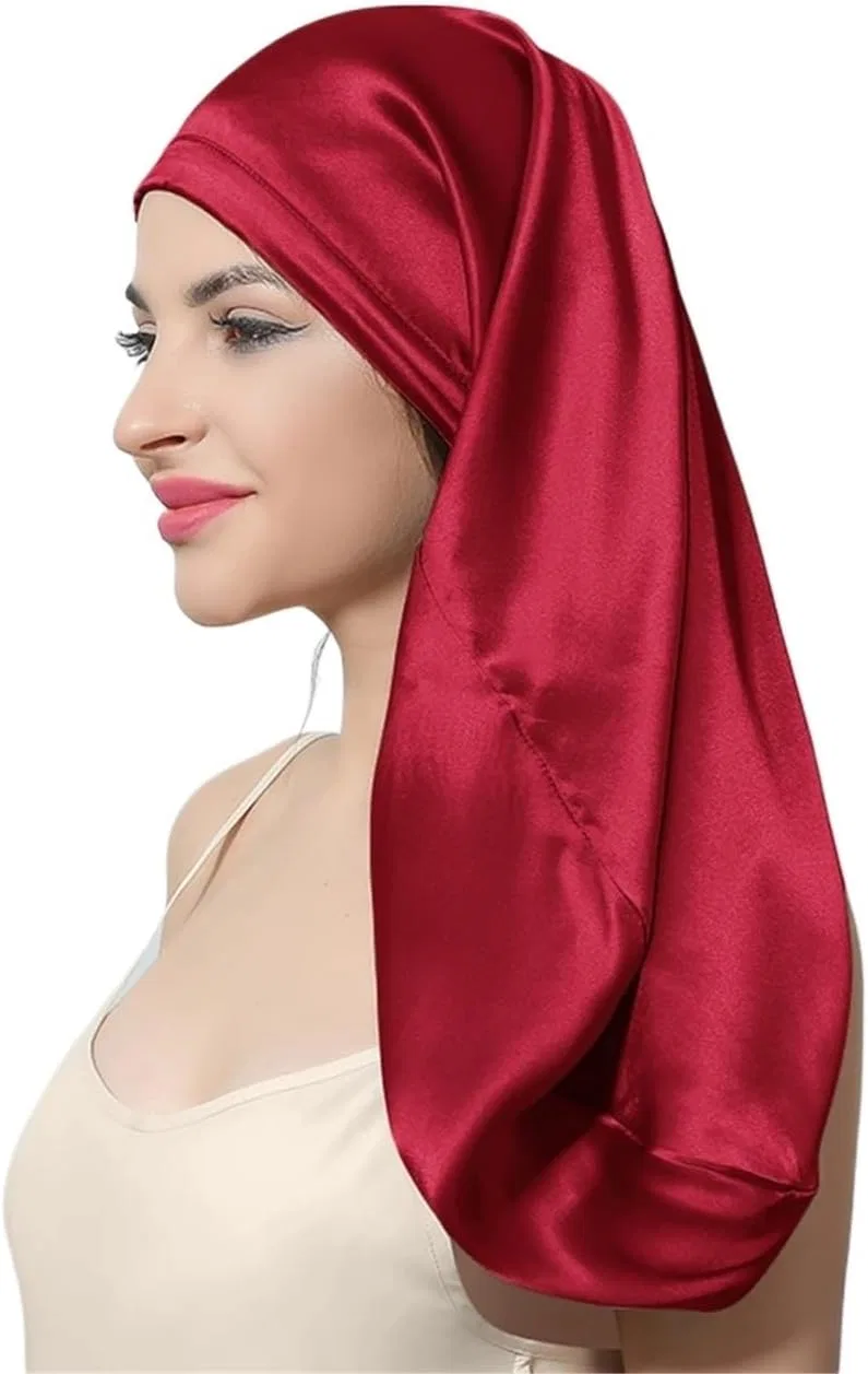 Шелковая шапочка для сна, YILWPV, 50 см, Red