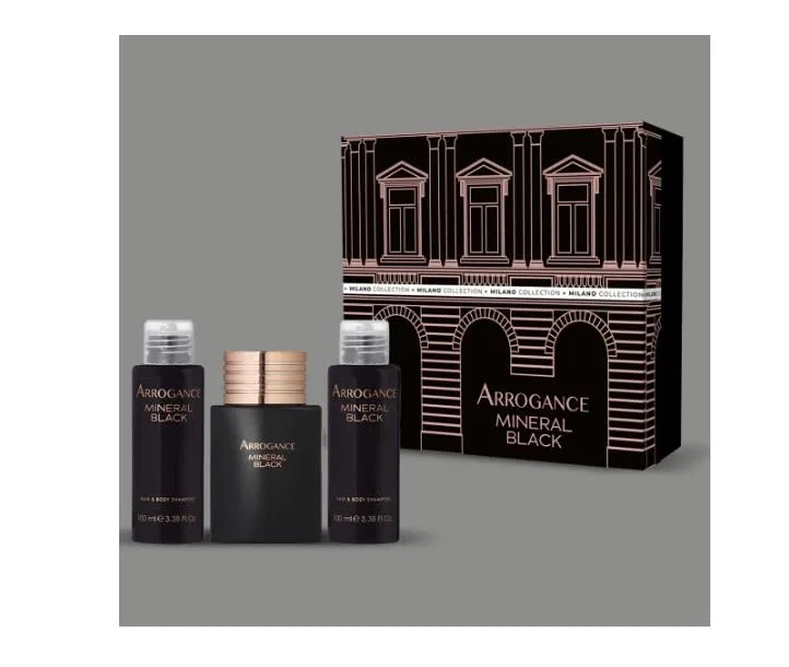Подарочный набор мужской, Arrogance, Eau de Parfum 50 мл + Шампунь для волос и тела 100 мл + Лосьон для тела 100 мл