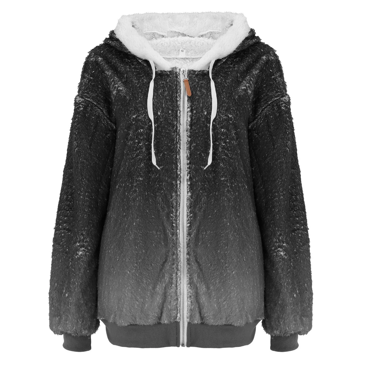 Женская мягкая длинная oversize-куртка с принтом двух цветов, на пуговицах, Nero10 — фото 4