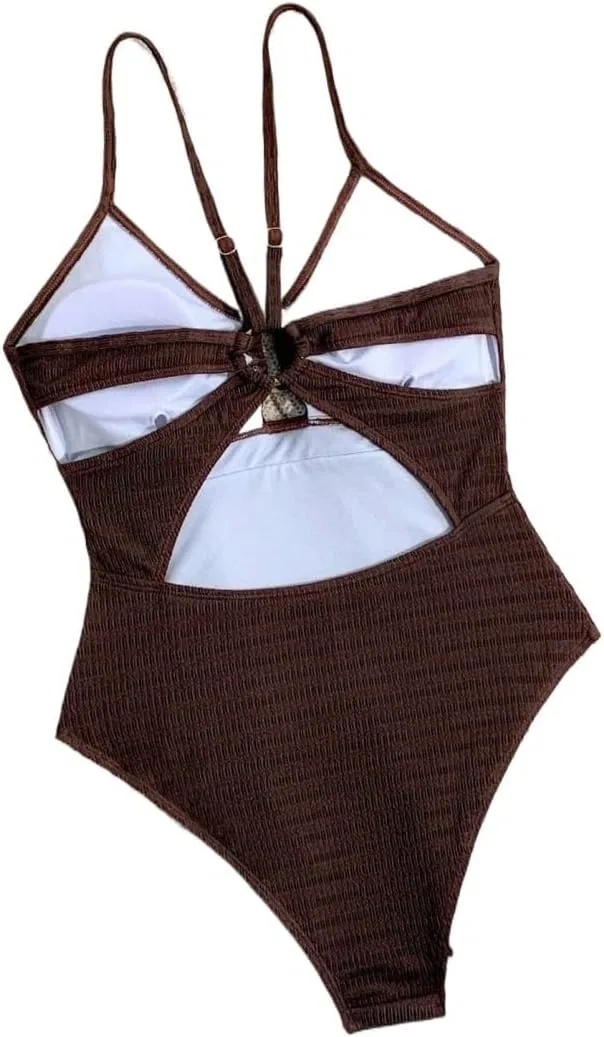 Женский цельный купальник на бретелях Monokini, Brown — фото 3