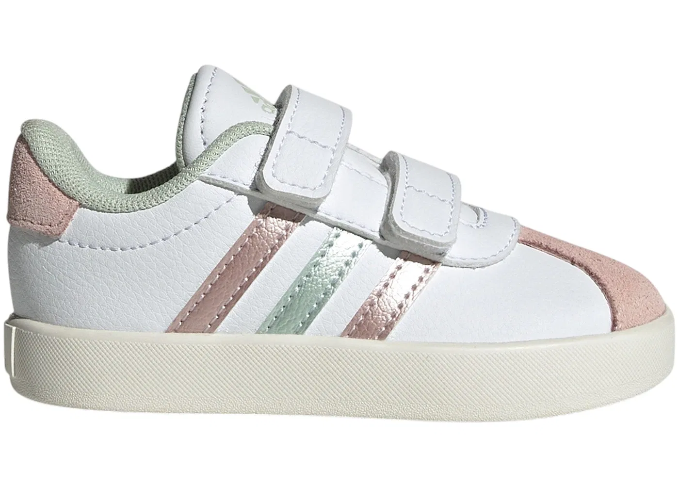 Детские кроссовки Lifestyle VL Court 3.0 Adidas, Cloud White Linen Green Met. Sandy Pink Met