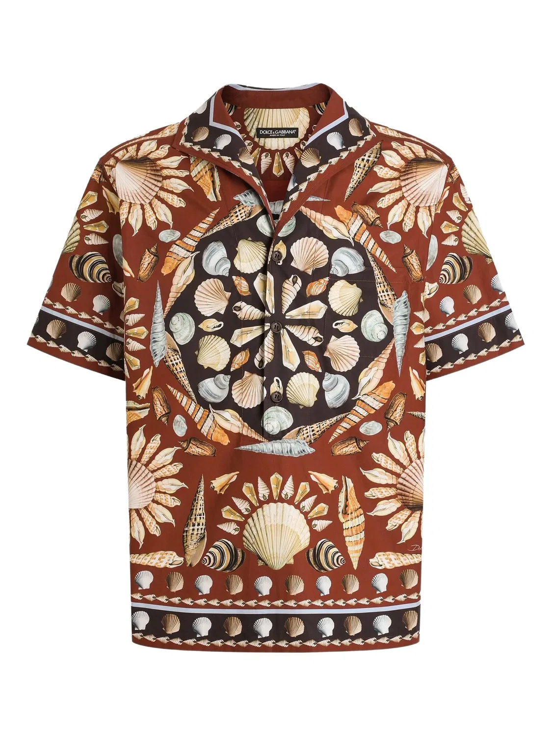 Рубашка с коротким рукавом, коричневая Dolce & Gabbana, коричневый