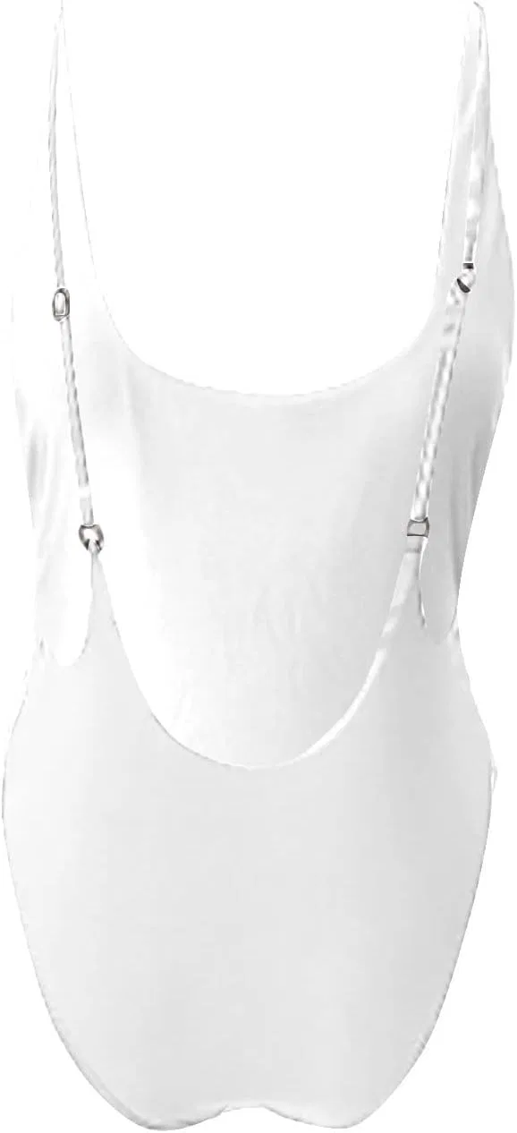 Женский цельный купальник с высоким вырезом Monokini, White — фото 4