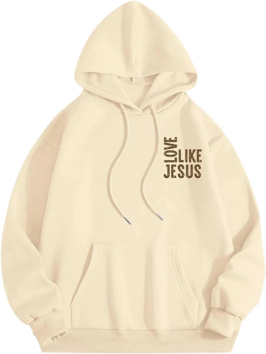 Женский спортивный комплект из худи и брюк Love Like Jesus, бежевый — фото 4