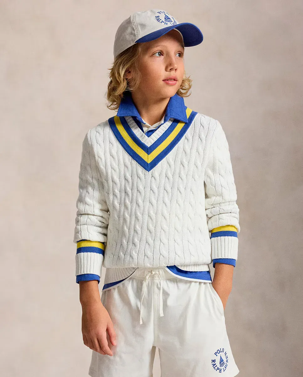 Детский джемпер для мальчиков с узором «косичка» Polo Ralph Lauren, Crudo