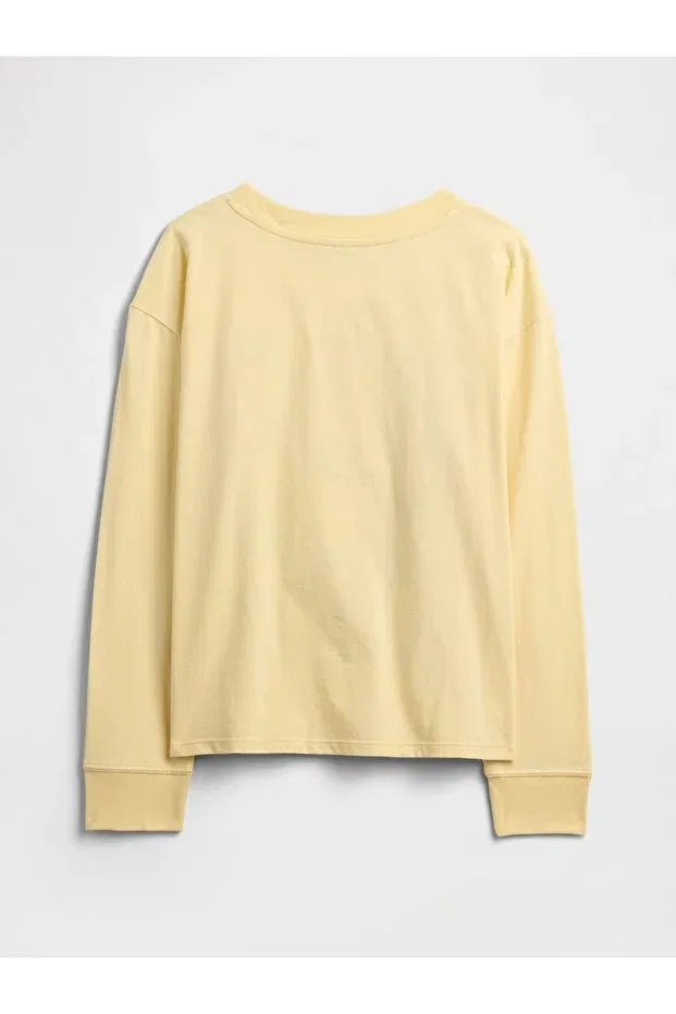 Детская футболка для девочек с принтом Peanuts Oversized D Logo Gap, Yellow-000 — фото 2