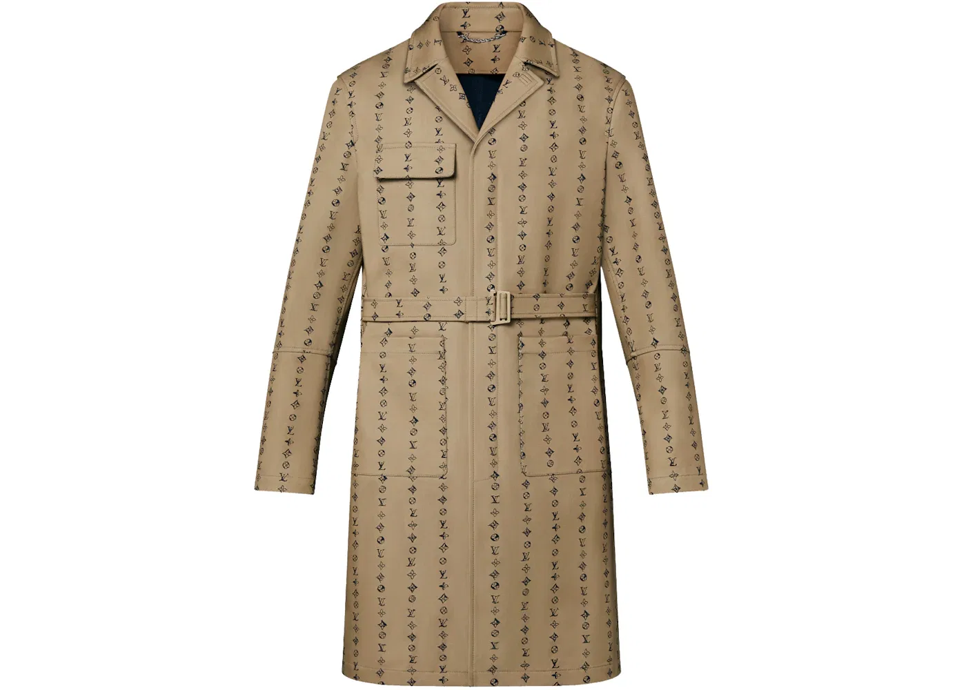 Мужское пальто с поясом Louis Vuitton Monogram Stripes, Beige