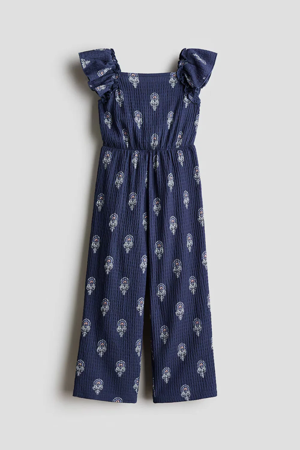 Комбинезон из фактурного трикотажа H&M, Marineblau/Geblümt