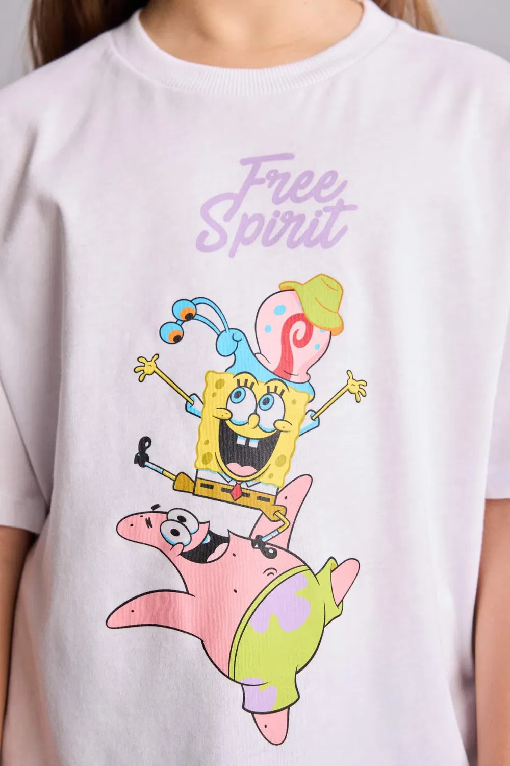 Футболка оверсайз с принтом SpongeBob с коротким рукавом Defacto, белый — фото 4