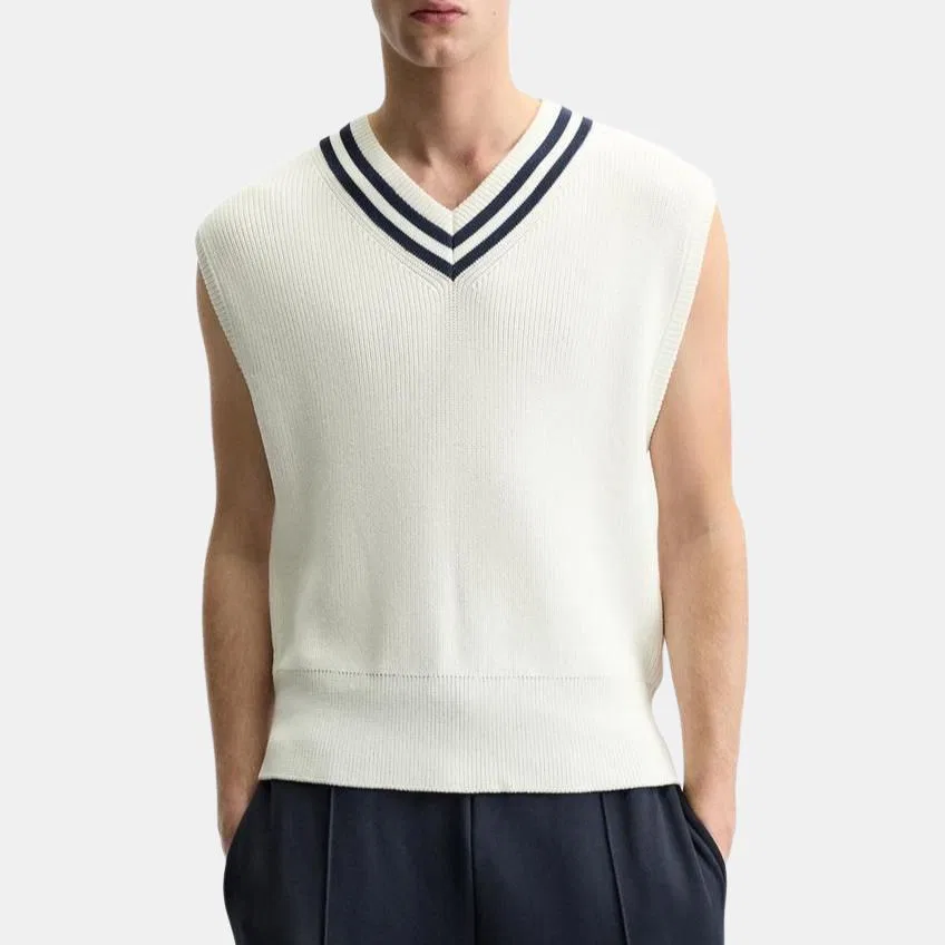 Мужская майка без рукавов с V-образным вырезом, белая, ZARA, White — фото 4