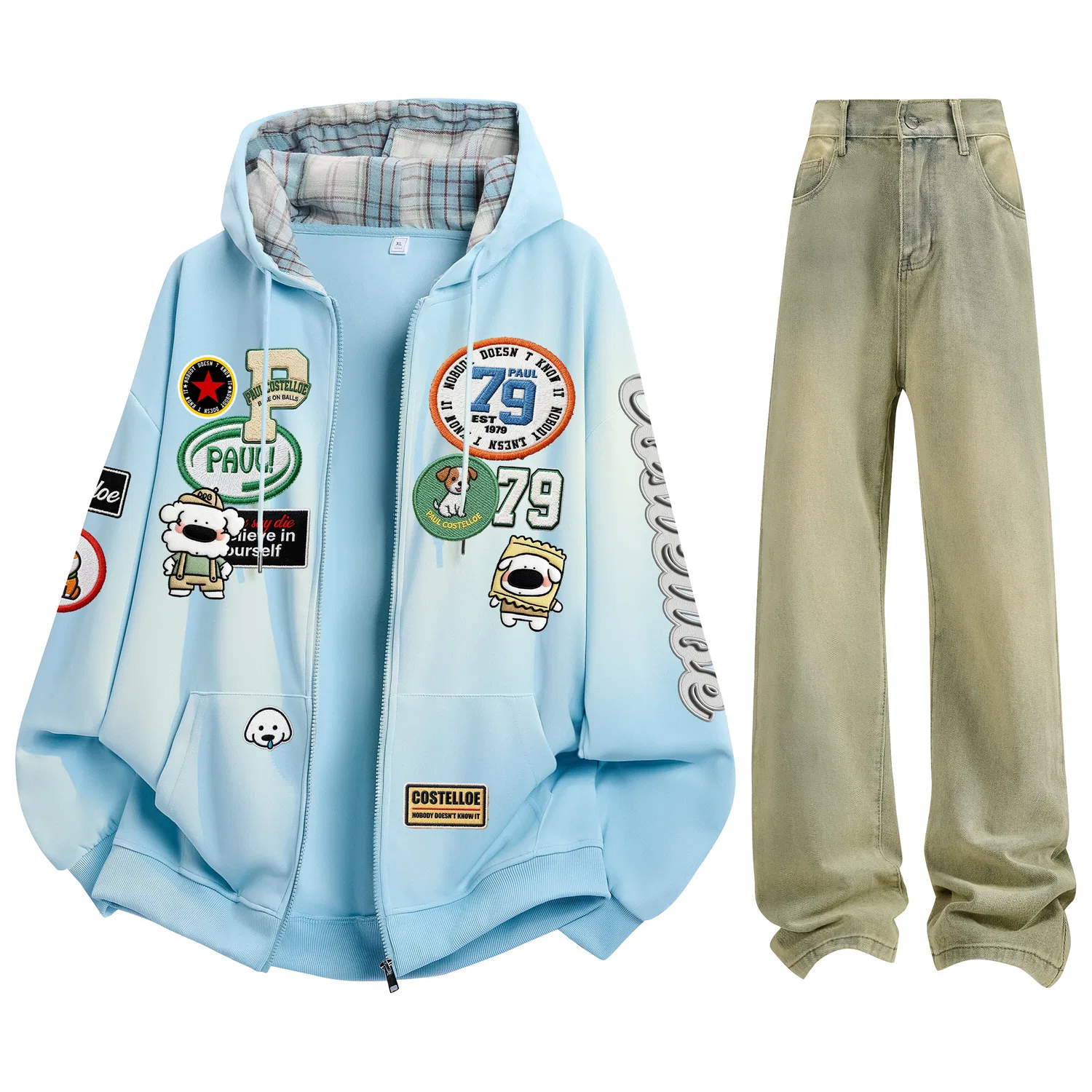 Детский комплект из свитшота и джинсов Sky Blue Sweatshirt+Yellow Mud Jeans Paul Costelloe