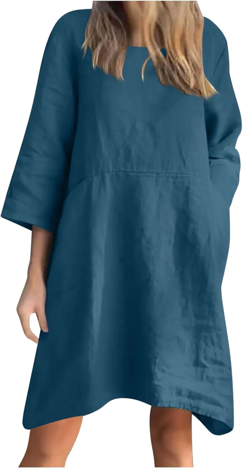 Женское платье с карманами 3/4 рукав, Dark Blue