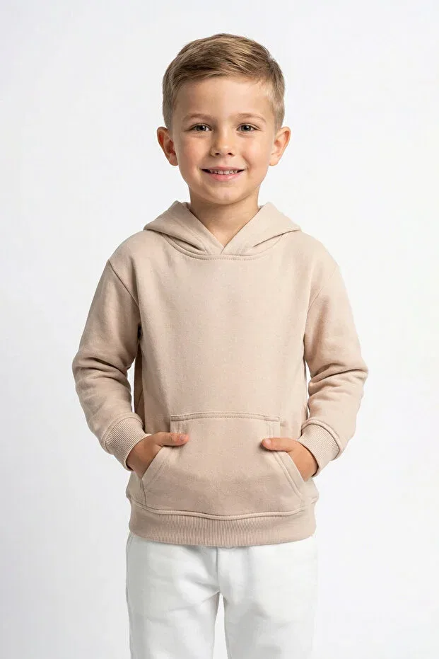 Детское худи с капюшоном хлопковое Unisex kids hooded sweatshirt Abruzzo, Beige — фото 2