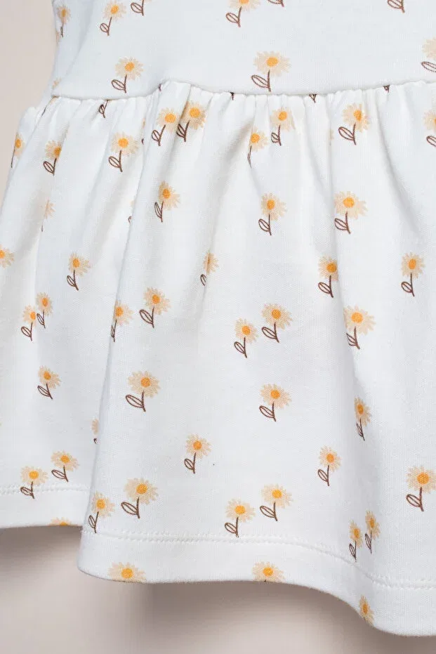 Детское платье для девочек с принтом Minimal daisy patterned For My Baby, White — фото 3