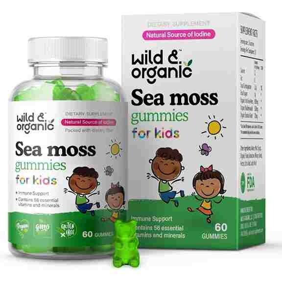 

Комплекс для детей с морским мхом Wild & Organic Sea Moss Gummies for Kids, 60 жевательных конфет