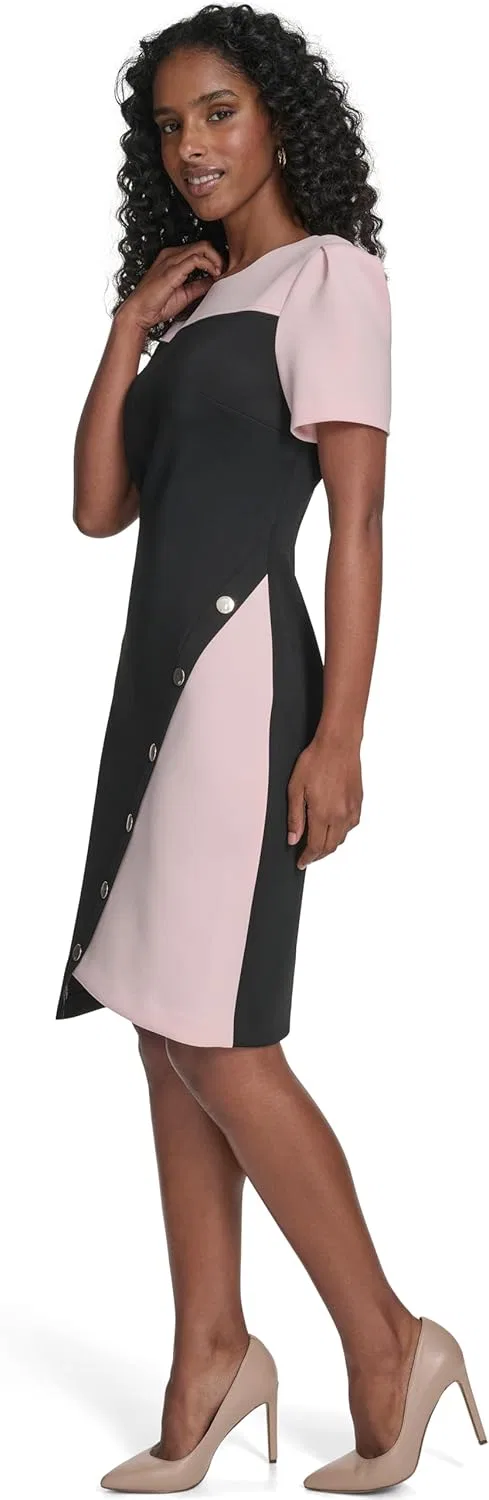 Женское мини-платье с асимметричным подолом Tommy Hilfiger, Black/Ballerina Pink — фото 4