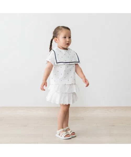 Детская блузка с коротким рукавом, с морским принтом, модель FirstCloset×mio Toys"R"Us/Babies"R"Us, Off White — фото 4
