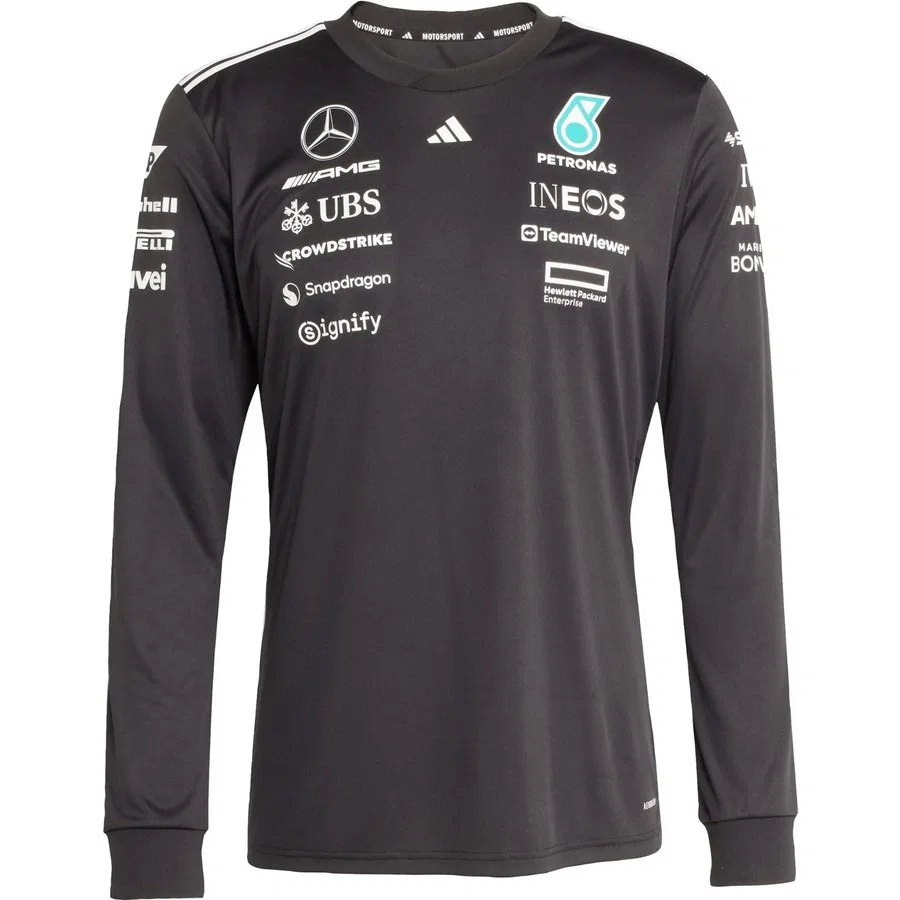 Спортивная футболка с длинным рукавом Mercedes-AMG Petronas Formula One Team Driver Jersey adidas, Черный — фото 3