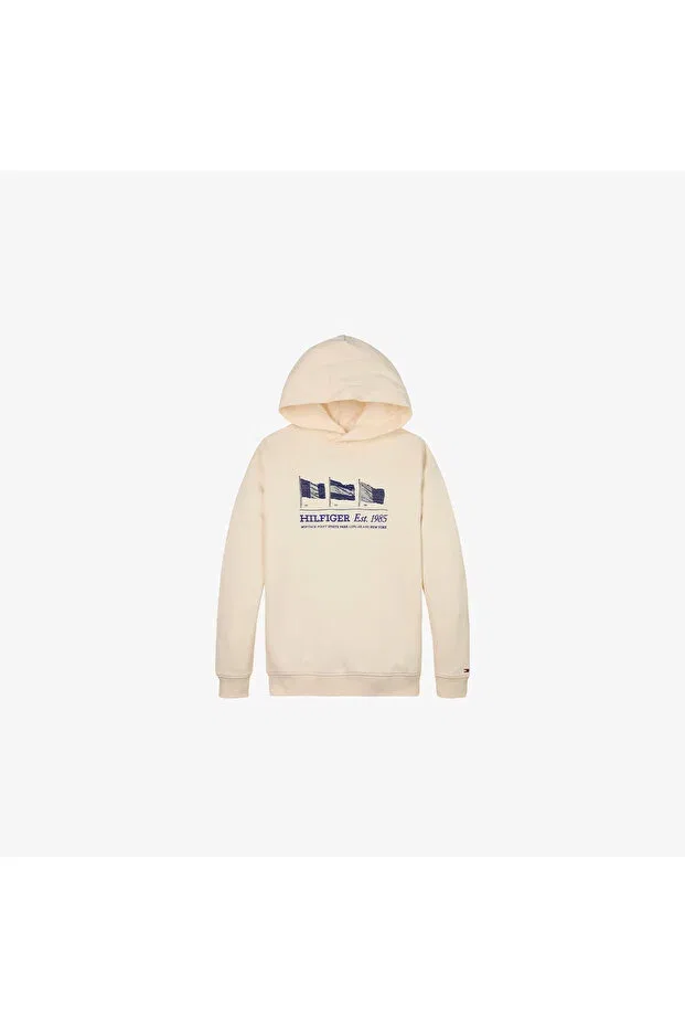 Детское худи для девочек с принтом Tommy Hilfiger, Aef-Bej