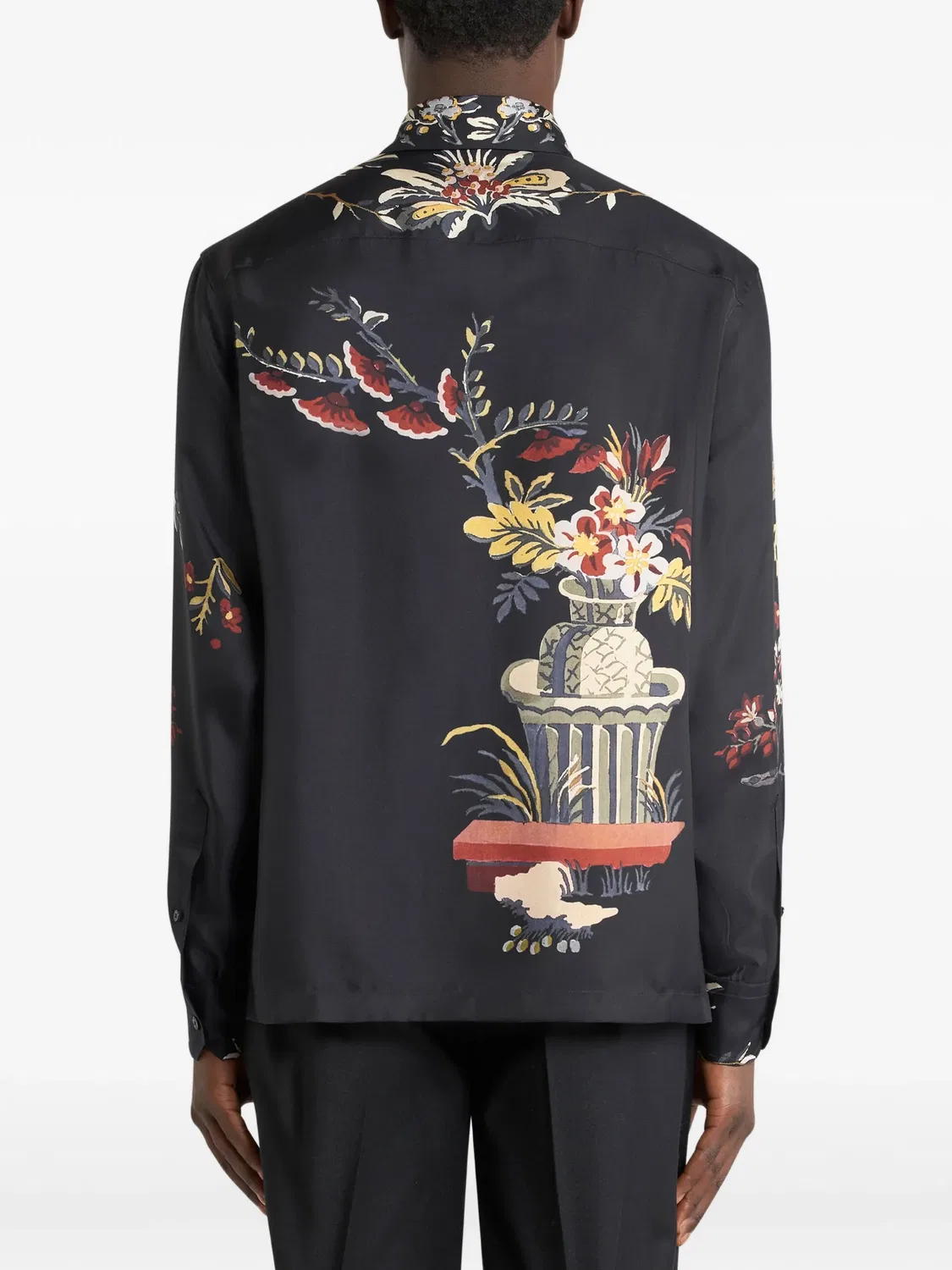 Шелковая рубашка с принтом, черная ETRO, черный — фото 3