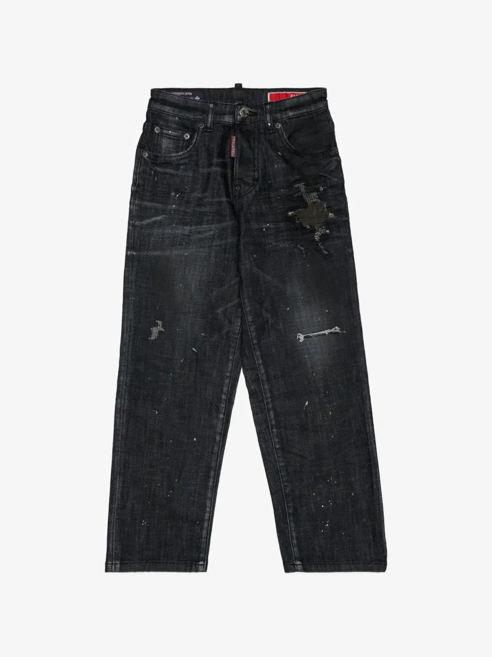 Джинсы с эффектом разбрызганной краски DSQUARED2 KIDS, черный