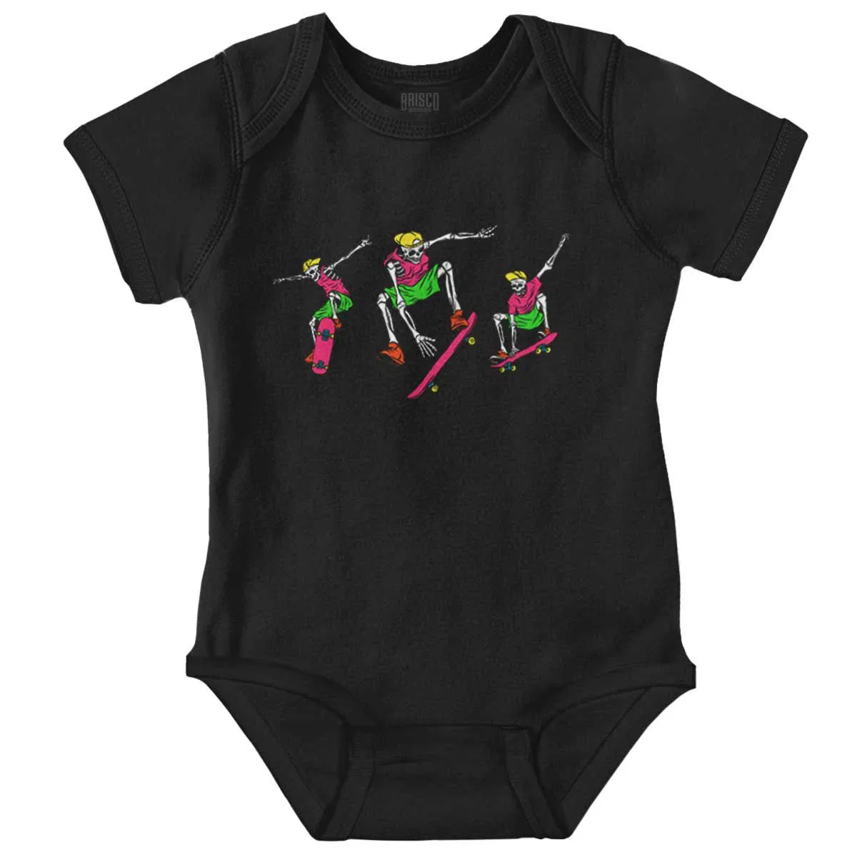 Боди-комбинезон с коротким рукавом Cool Skeletons Skateboarding Tricks Brisco Brands, Black