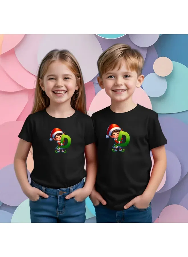 Футболка с новогодним принтом и монограммой унисекс детская Printshop4Me, черный — фото 4