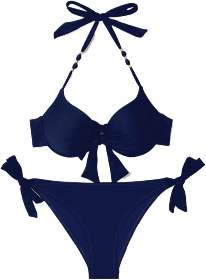 Женский бикини-сет Push Up с халтером, Navy Blue