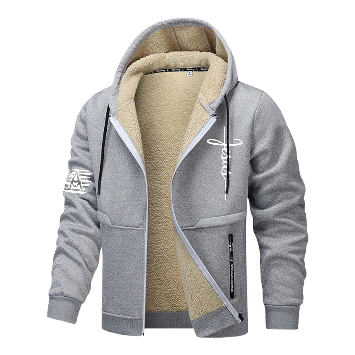 Мужской утепленный худи с молнией Work Hoodies, 1-grey