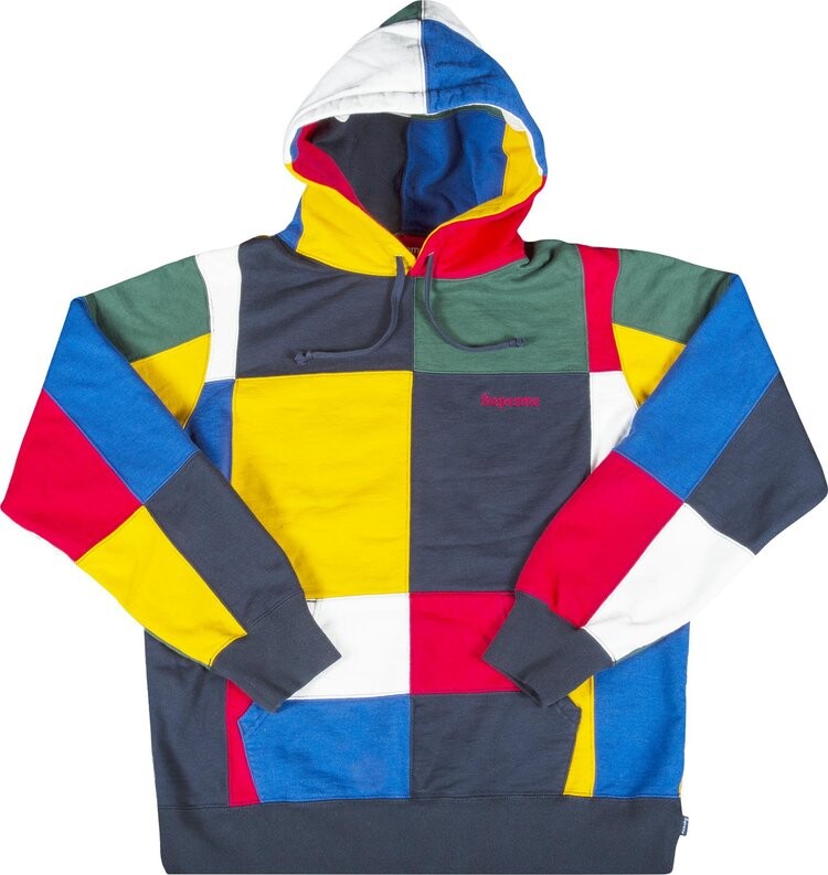 

Толстовка Supreme Patchwork Hooded Sweatshirt 'Navy', синий