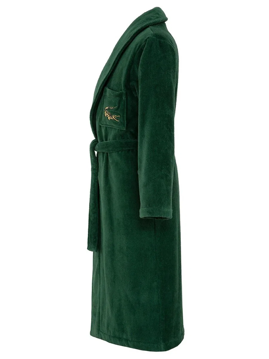Длинный банный халат LACOSTE LRENE, с печатью логотипа, зеленый — фото 3