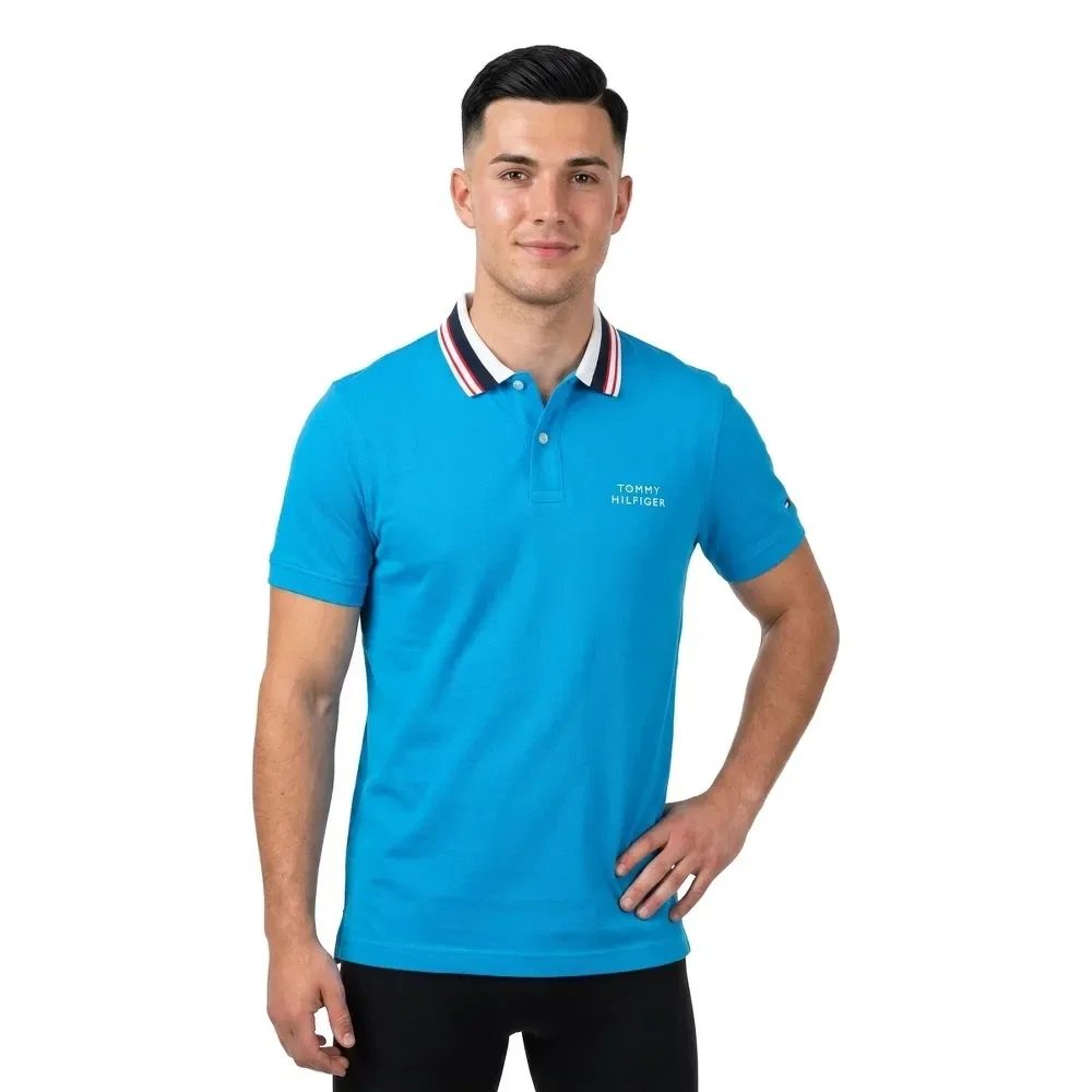 Мужское поло обычного кроя с графическим принтом Tommy hilfiger, Blue — фото 3