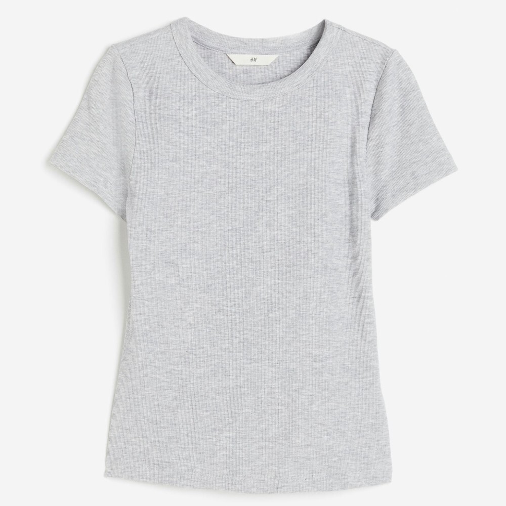 

Футболка H&M Ribbed Modal-blend, светло-серый