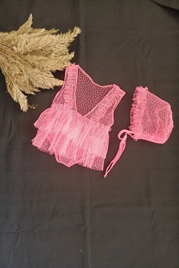 Детское боди с кружевом Newborn baby bodysuit Ray Ticaret, Candy Pink