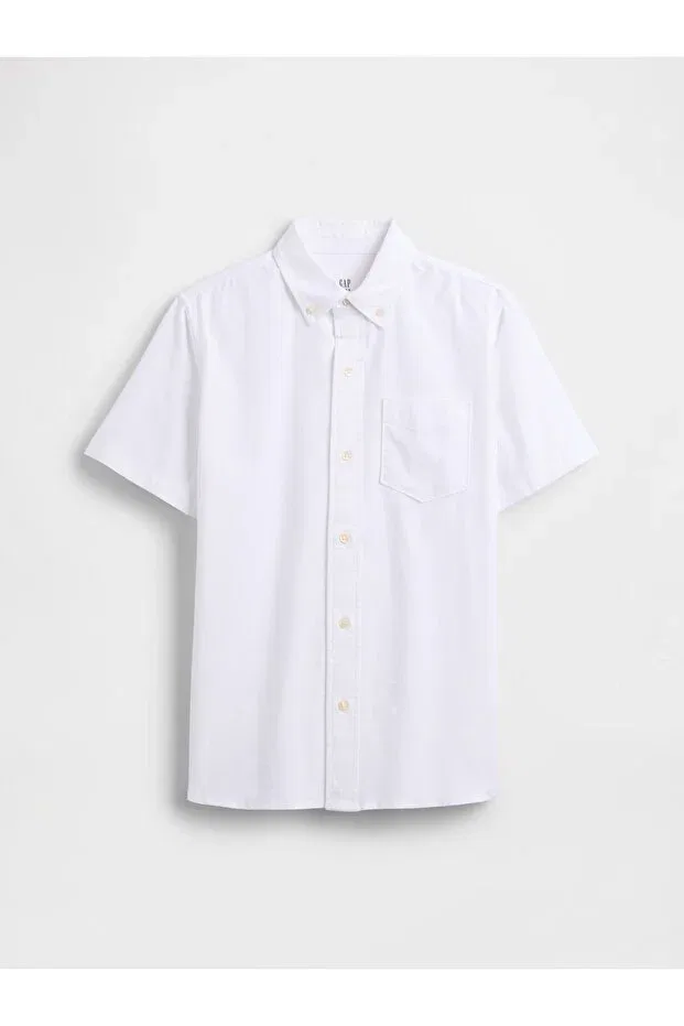 Детская рубашка для мальчиков оксфордская Gap, White-001