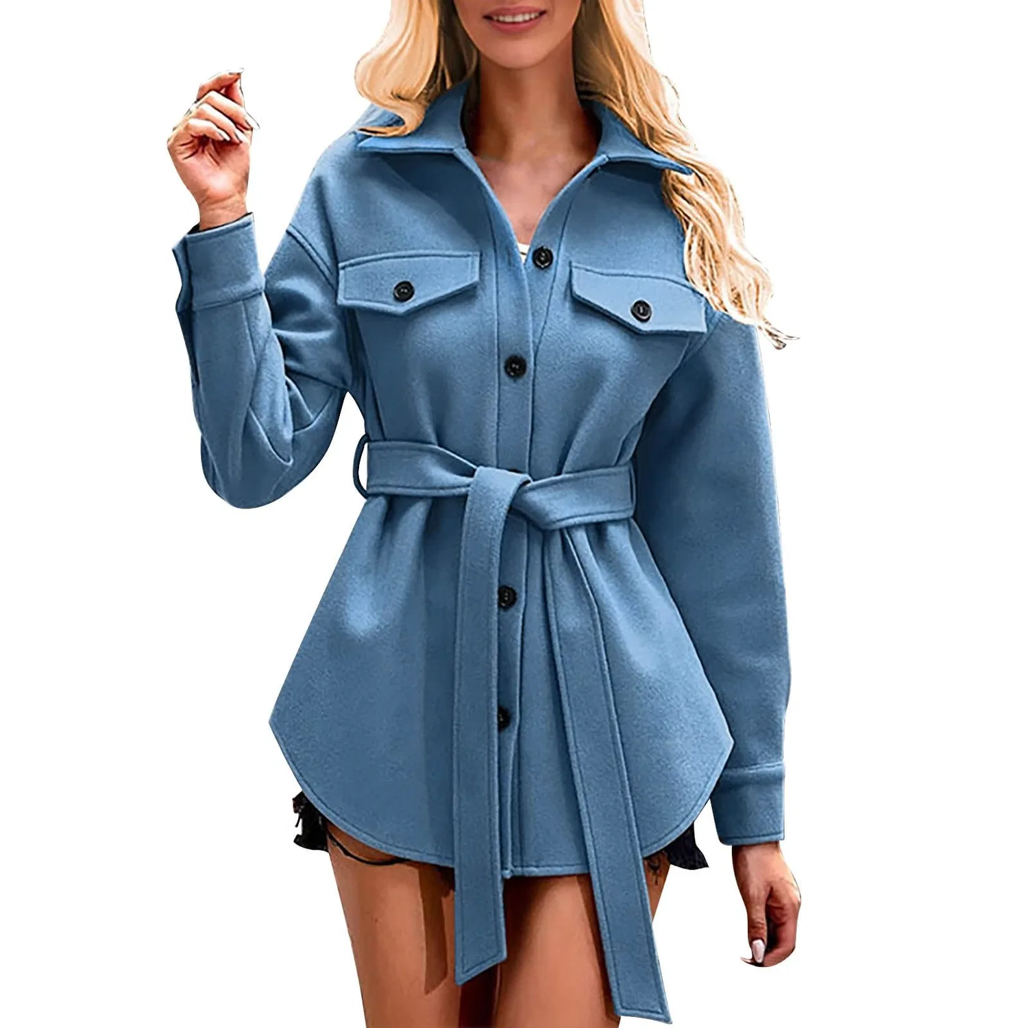 Женская куртка-ветровка с лацканами и карманами Monogram, Blu
