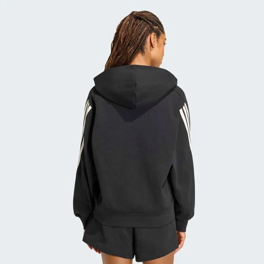 Свитшот женский с капюшоном, однотонный, Adidas KV9872, Черный — фото 3