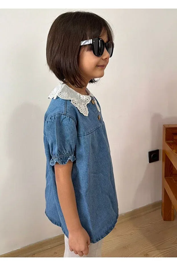 Детское платье для девочек с вышивкой Dundeekids, Blue — фото 2