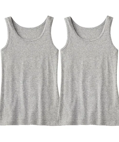Детский хлопковый танк-топ с двойным слоем, комплект из 2 шт Belle Maison, Heather Grey