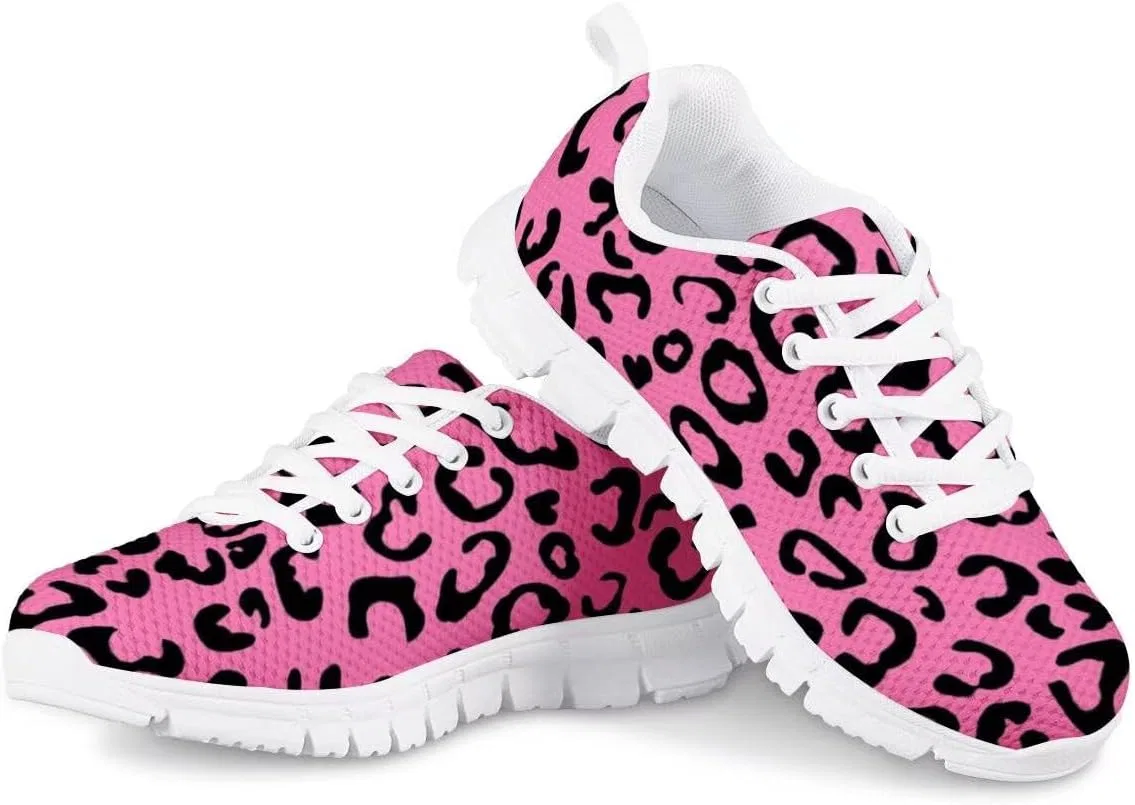 Детские кроссовки для девочек с принтом PinUp Angel Kid Girls Running Sports Sneakers Cute Casual Leopard/Floral Print Walking Shoes PinUp Angel, Pink Leopard