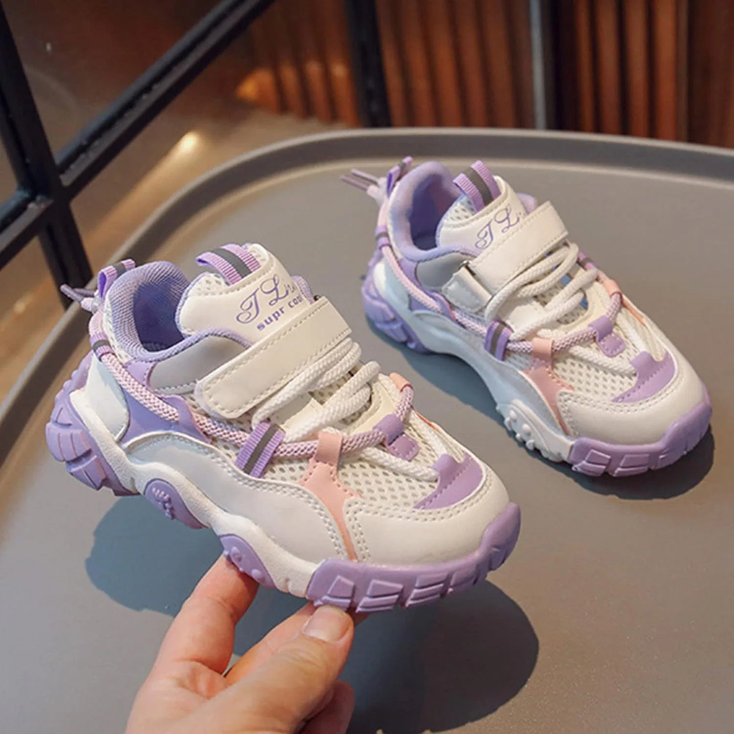Детские кроссовки для бега и ходьбы с дышащим верхом, Purple — фото 4