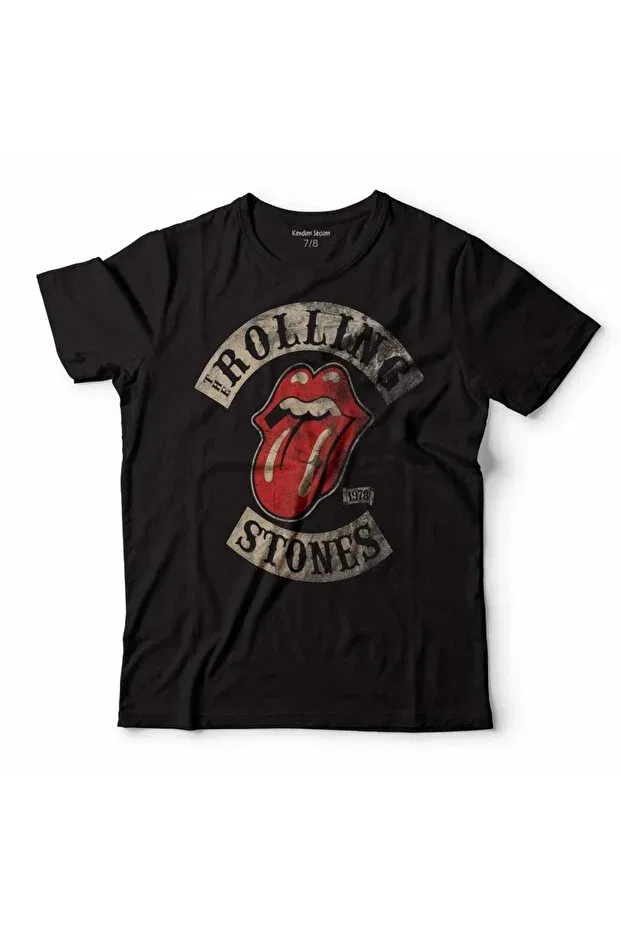 Детская футболка для девочек с принтом The Rolling Stones Tour 1978 Kendim Seçtim, Black