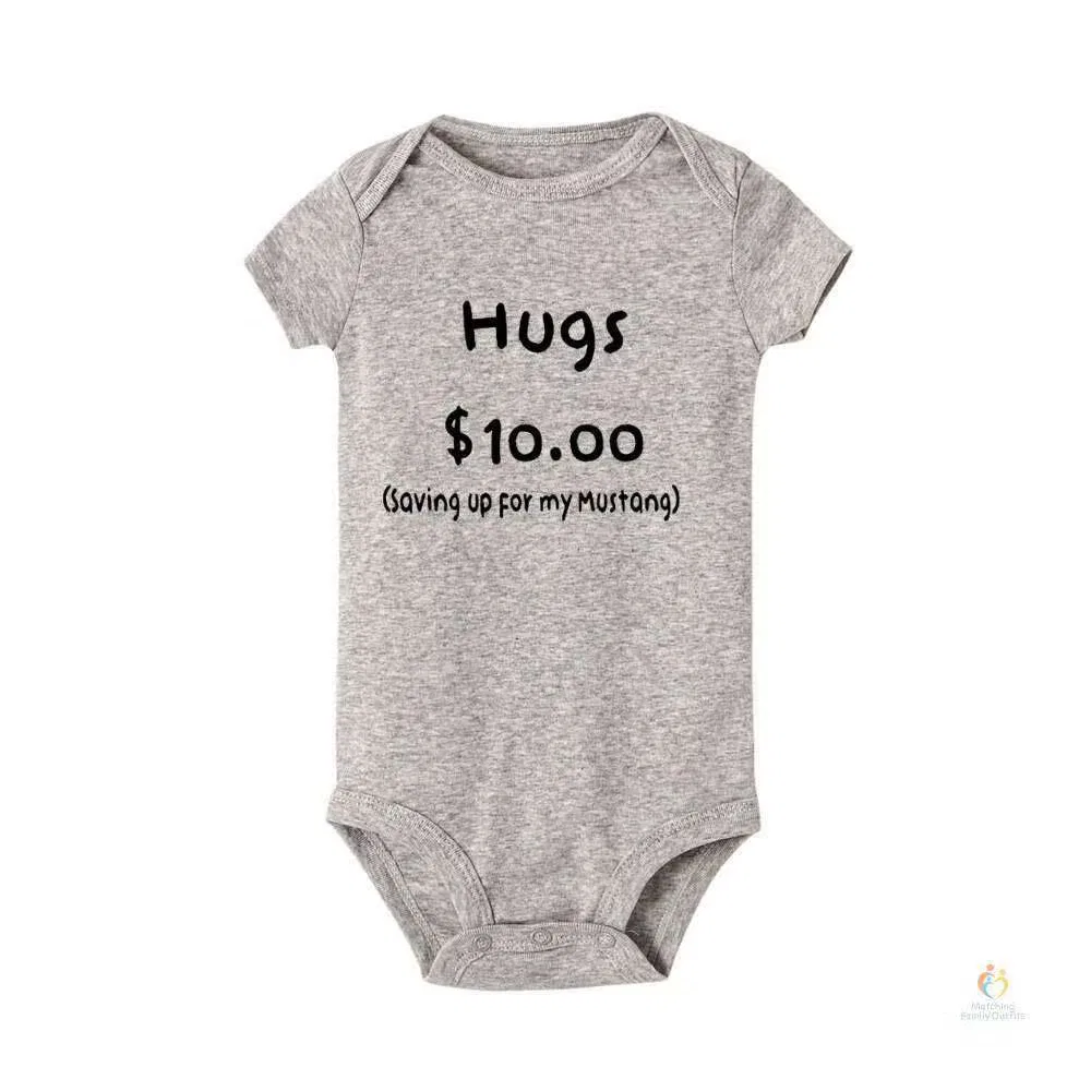 Боди-комбинезон с принтом Hugs $10.00 Baby Matching Family Outfits, серый