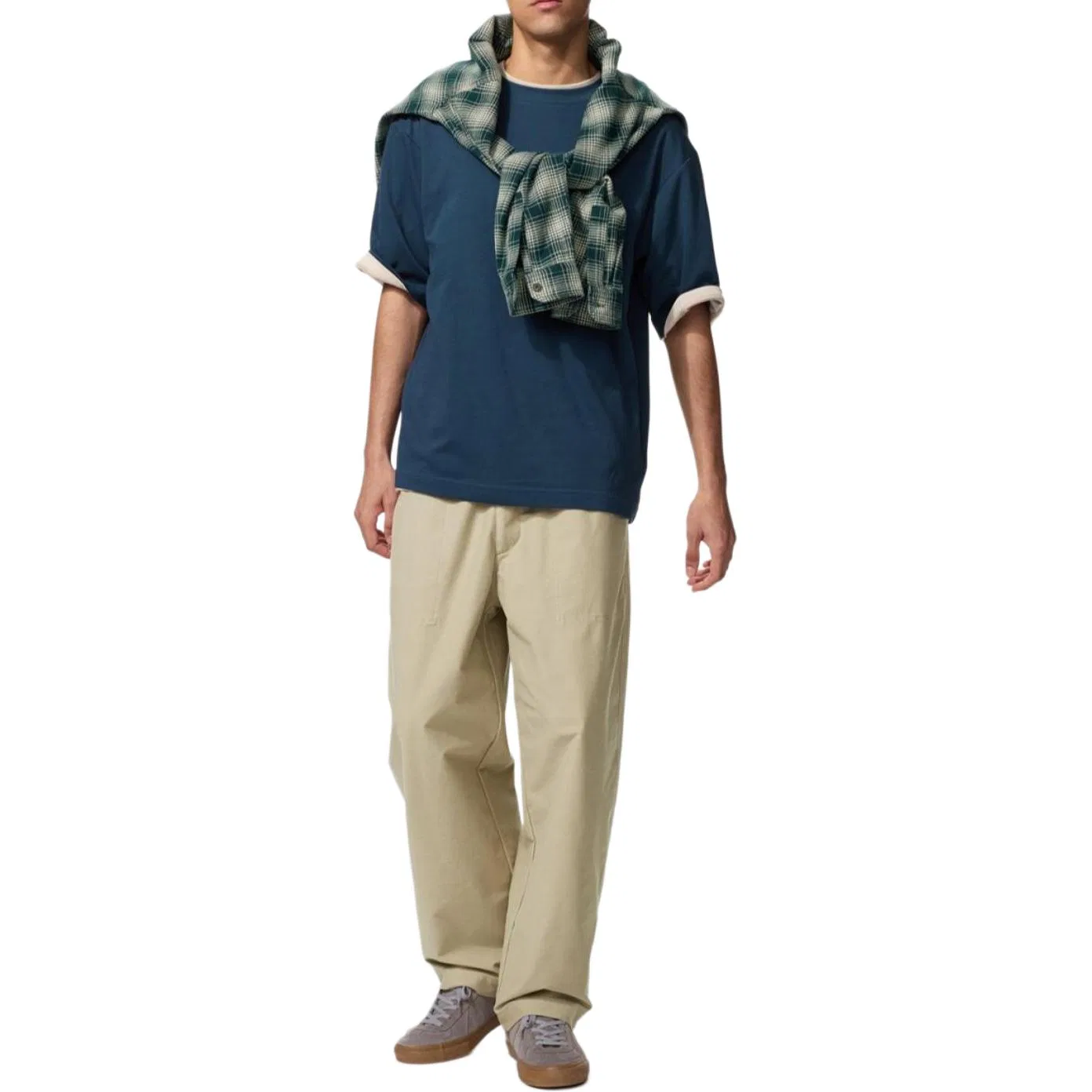 Штаны свободного кроя, средняя ширина, UNIQLO, Dark Beige — фото 4