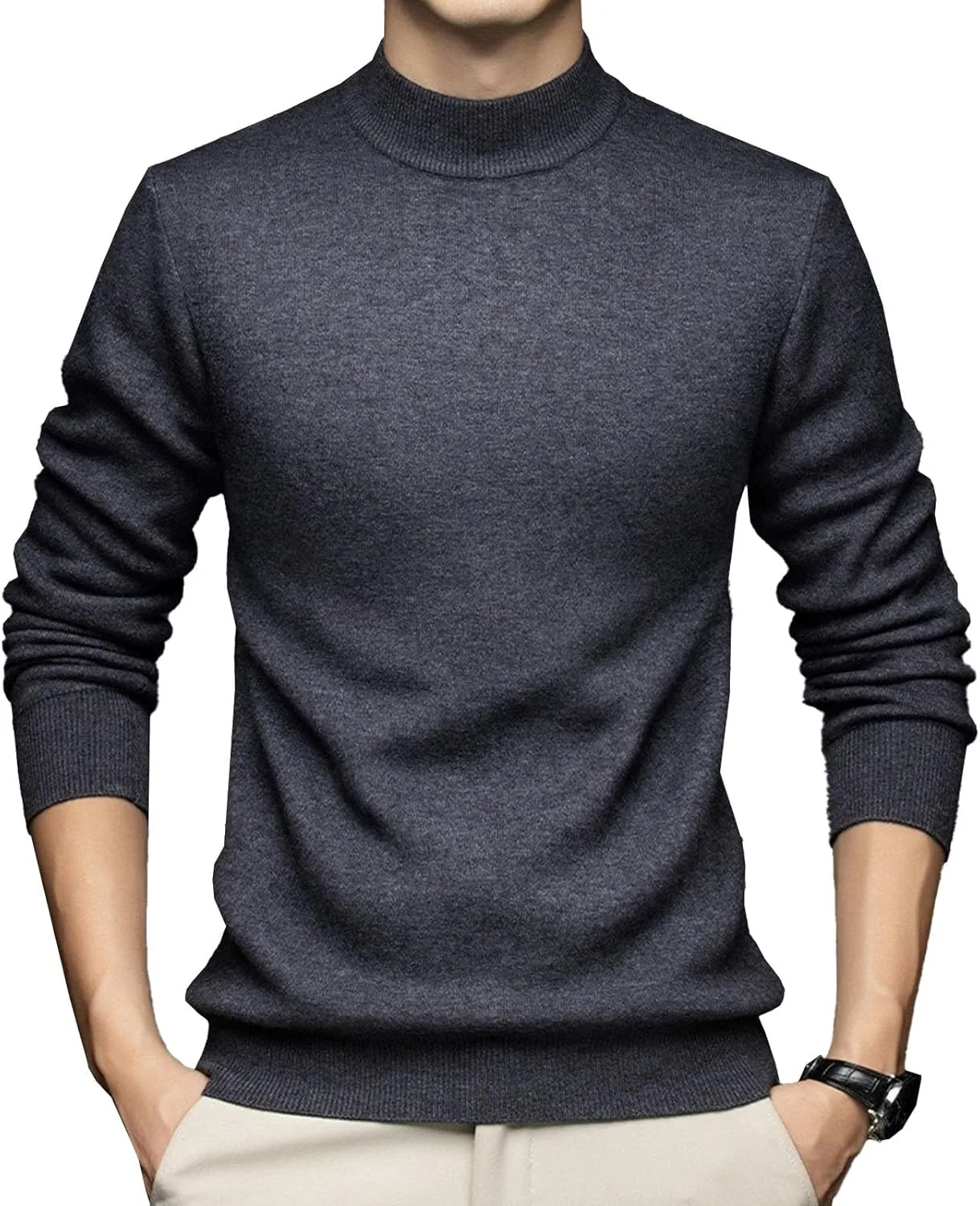 Мужской свитер с воротником-стойкой Slim Fit