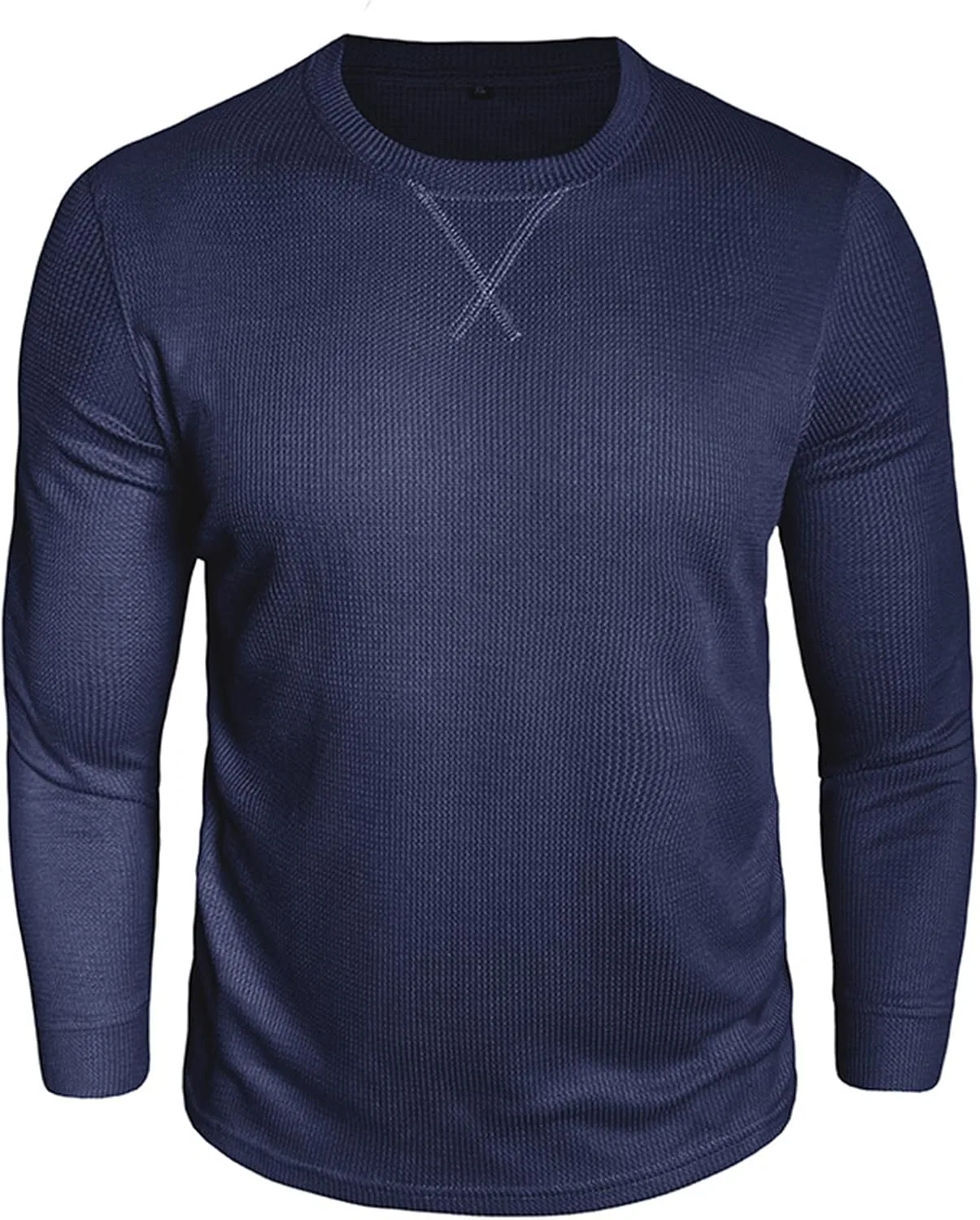 Мужской свитер с воротником-стойкой и вафельной текстурой, 2-royal Blue — фото 3