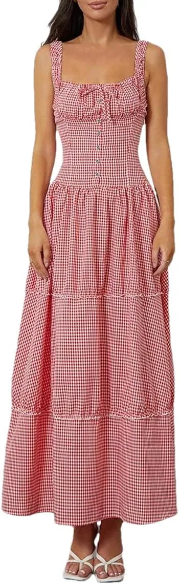 Женское платье макси с квадратным вырезом, сетчатая вставка, Slimming Strap, Red
