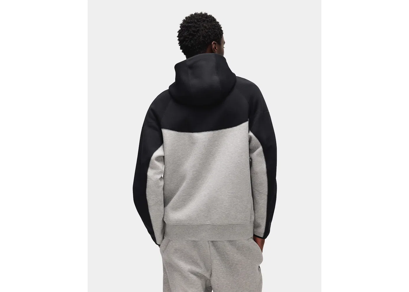Мужская худи Nike Tech Fleece Windrunner Full-Zip Hoodie, Dark Grey Heather/Black/White — фото 4