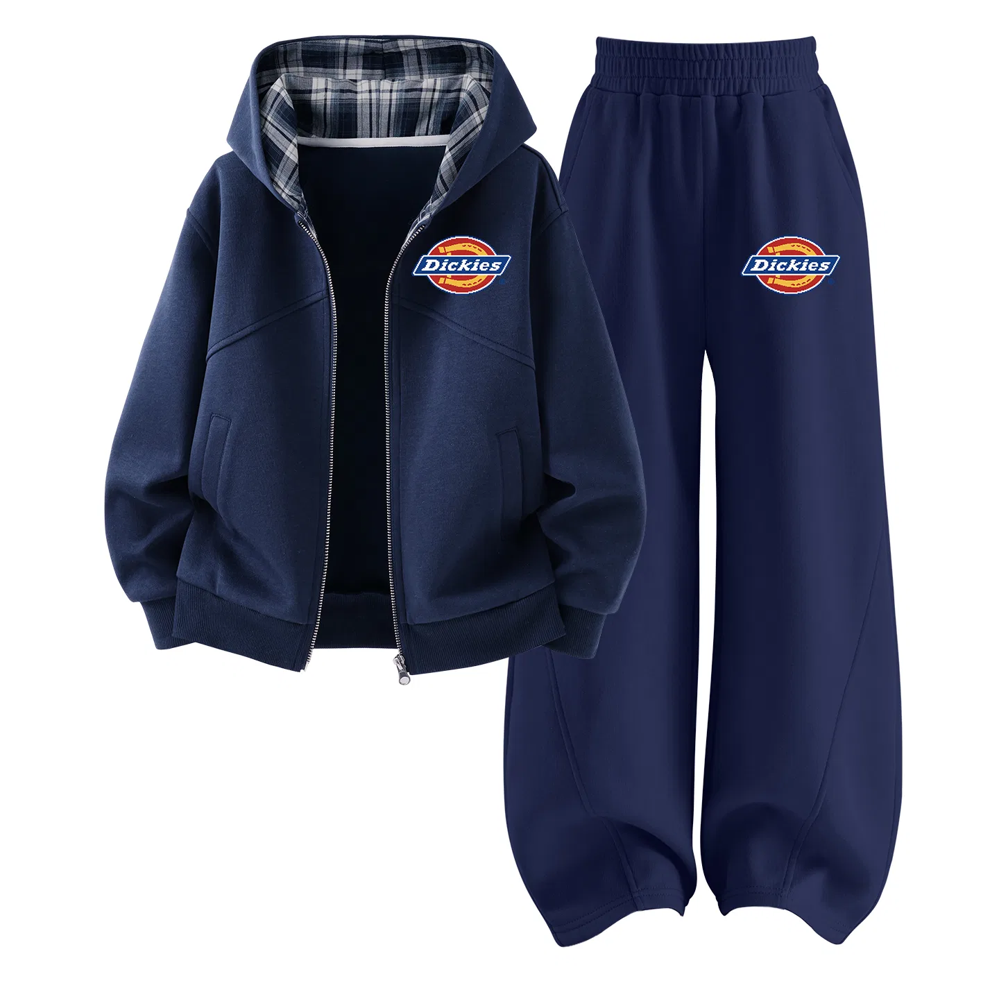 Детский комплект из худи и брюк с логотипом Dickies, Heather Gray/Navy Blue — фото 3